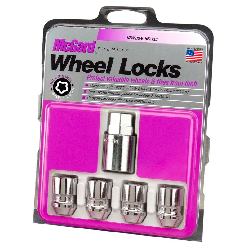 McGard Wheel Lock Nut Set - 4pk. (Cone Seat) M12X1.5 / 19mm & 21mm Dual Hex / 1.28in. L - Chrome (24157)